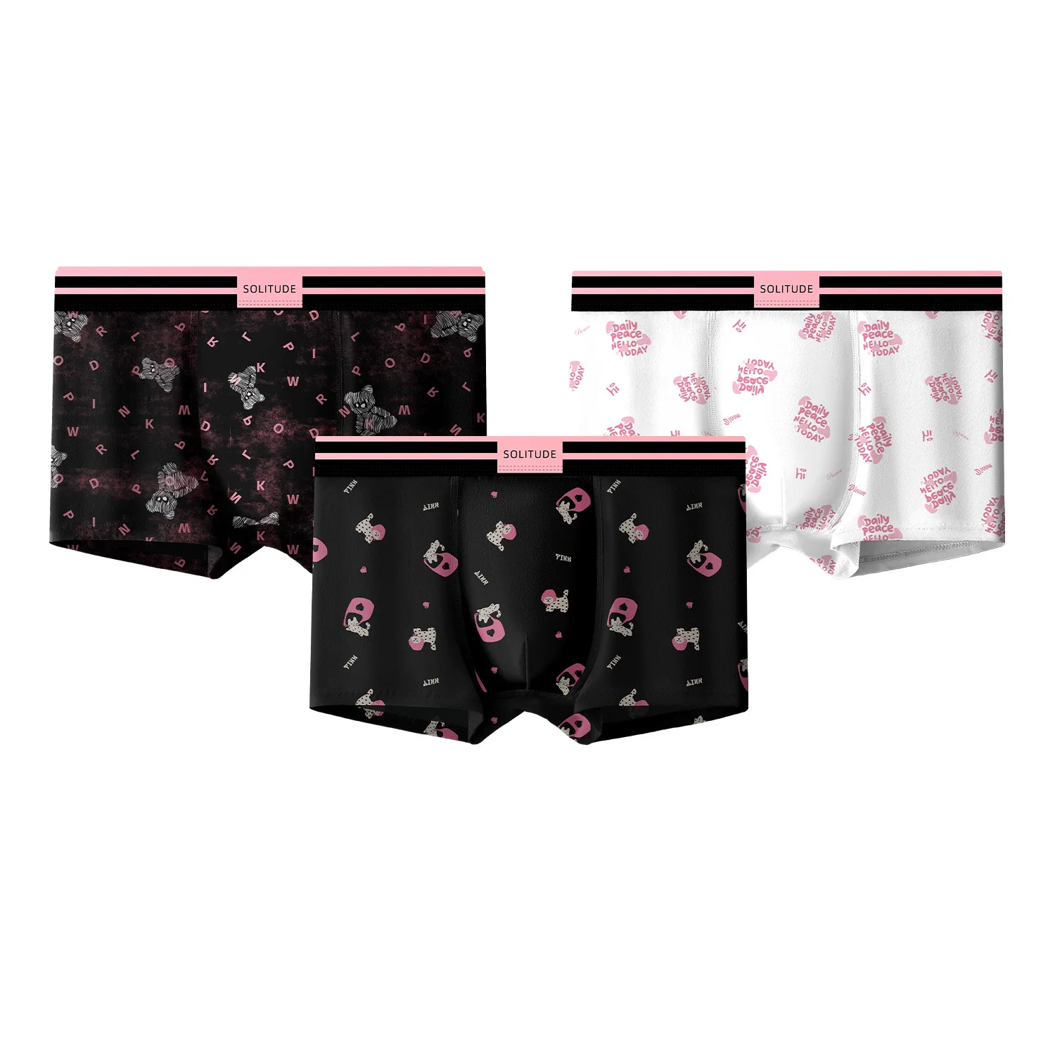 ملابس داخلية قطنية للأولاد قابلة للتنفس ومضادة للرائحة ملابس داخلية متوسطة الخصر مع حقيبة شبكية ملابس داخلية عصرية مطبوعة للشباب والرجال