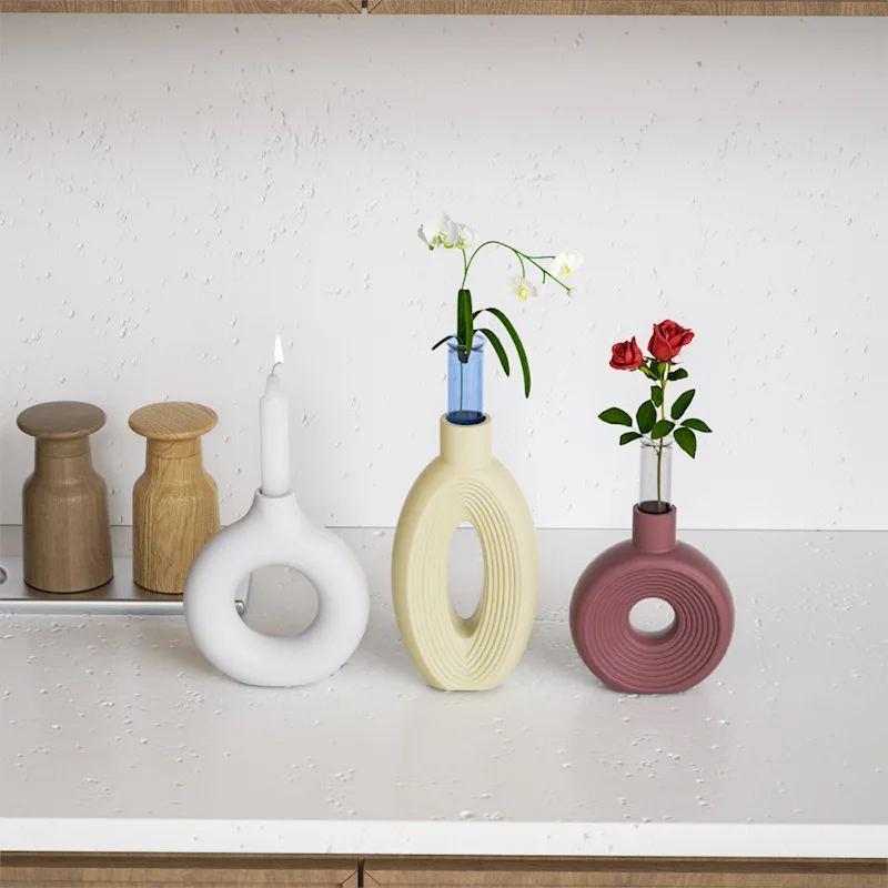 DIY Moderne Nordic Gestreiften Keramik Vase Silikon Form Beton Gips Handwerk Hause Dekoration Epoxy Harz Formenbau Werkzeug