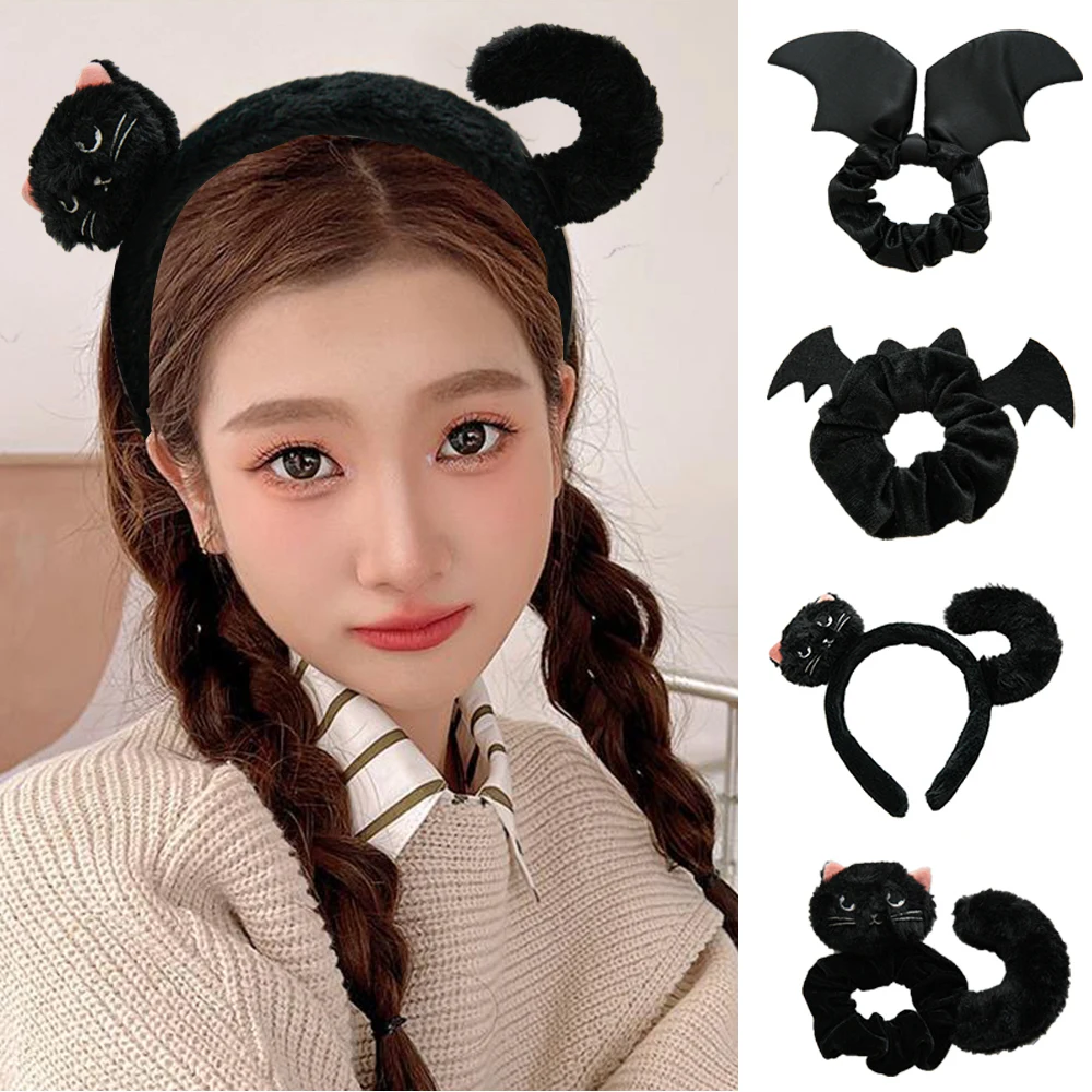 

Women Girls Halloween Headband Large Intestine Hair Ring Wash Face Make Up Hair Hoop Hair Accessories Hair Scrunchies DIY Velvet