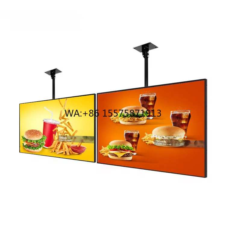 Indoor LED Menu Board for Restaurant Hanging LED Poster Frame Display with Text and Animation for Shopping Mall Advertising