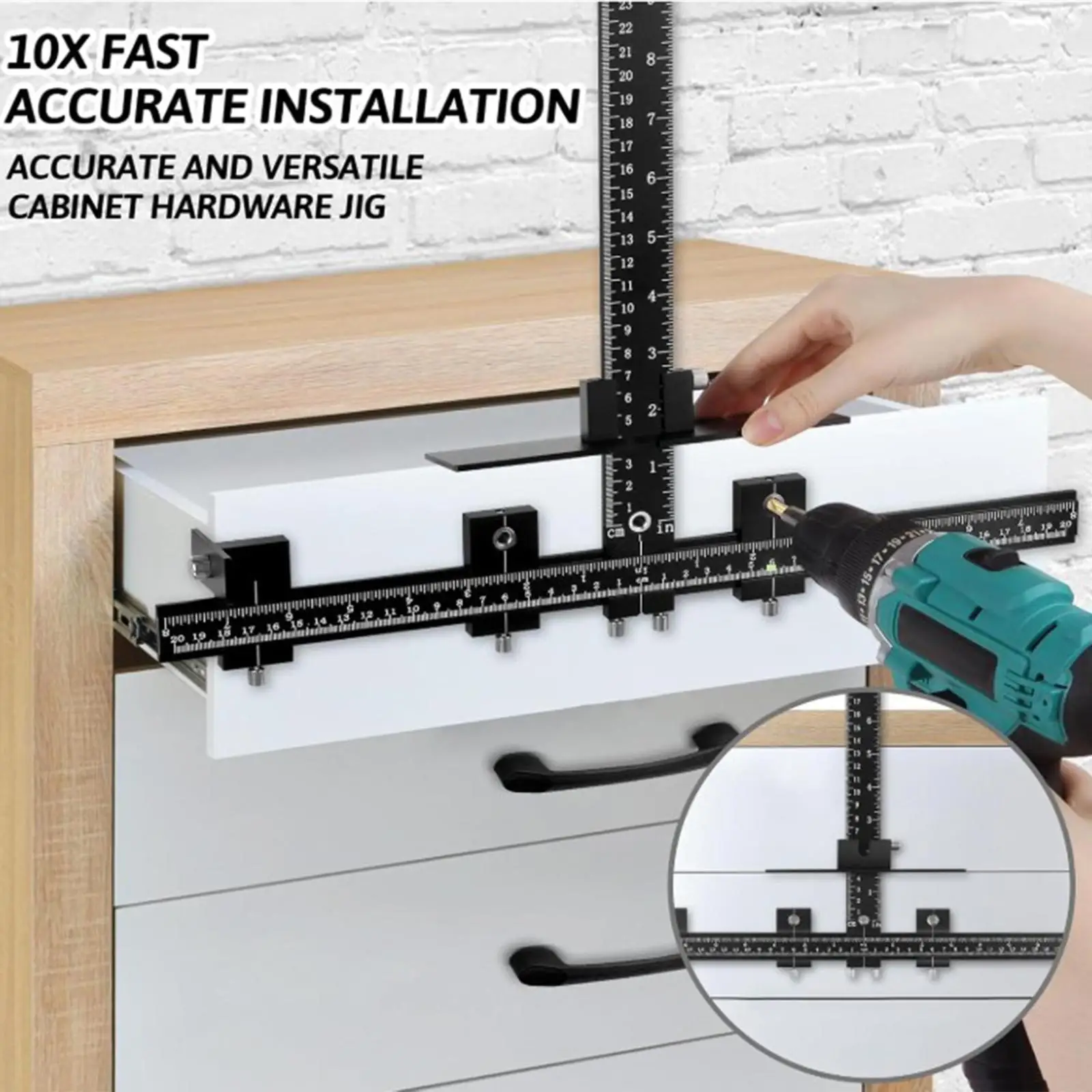 Cabinet Hardware Jig Drawer Handles and Pulls Heavy Duty Adjustable Aluminum Alloy Easy Install Convenient Punch Location Tool
