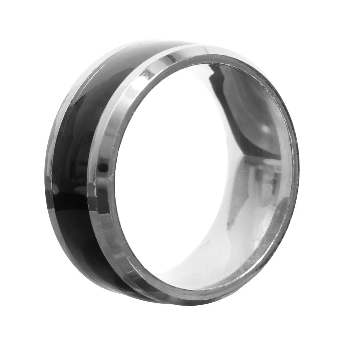 خاتم تلون الحرارة 8 مم من الفولاذ المقاوم للصدأ شريط دائري متغير اللون مجوهرات إصبع أنيقة هدية عيد ميلاد البنصر