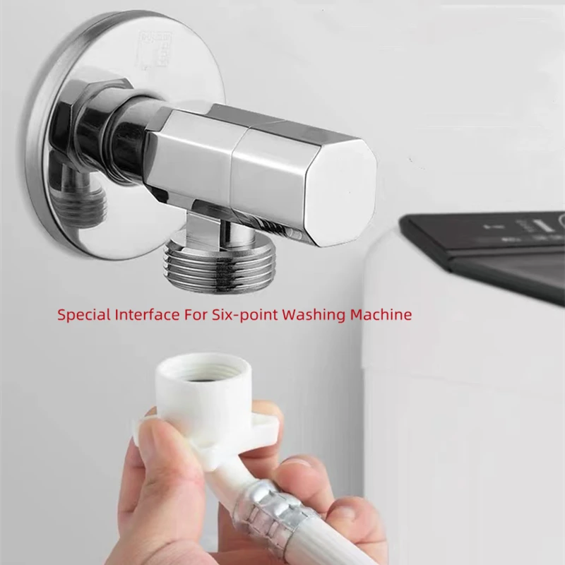 Universal Water Stop Valve Brass Angle Valve Converter G1/2 Standard Connector for Shower Head/Washing Machine - Saving Valve