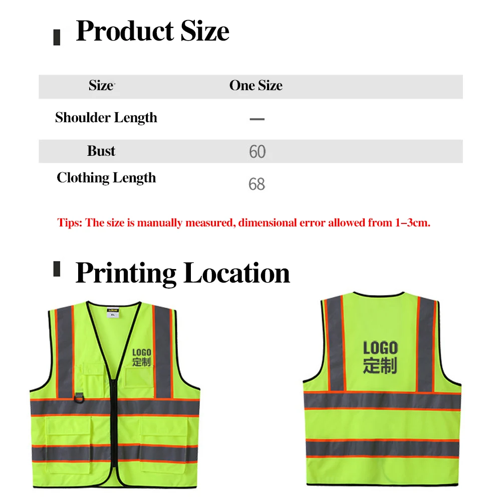 High Visibility Safety Vest with Reflective Stripes Construction Workwear Night Safety Working Clothes Custom Logo Text