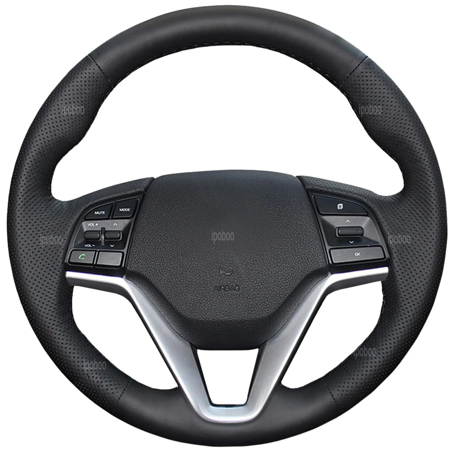 

Steering Wheel Cover For Hyundai Veloster 12-17 Tucson 15-20 Black Perforated Leather Steering Wheel Protection Cover