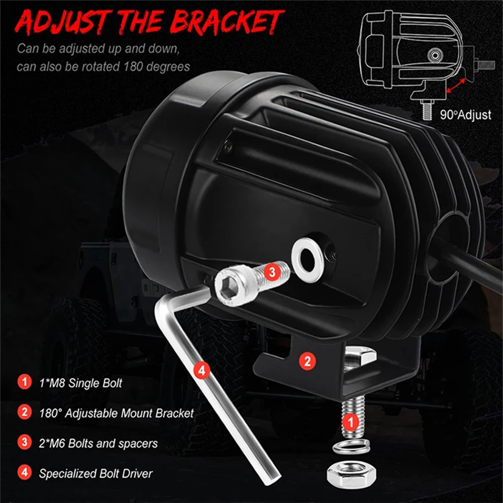 Автомобильный рабочий фонарь, круглый, 1 шт., 2-контактный, 3-дюймовый, круглый, 4000LM, постоянный ток 10 В-30 В, для внедорожника, квадроцикла, светодиодный, для бездорожья, противотуманный, новый