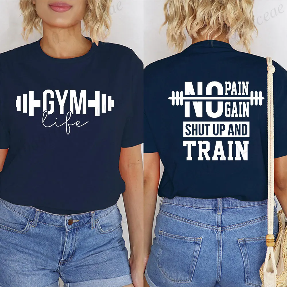 Funny Gym Life T-Shirts for Women Workout Summer Short Sleeve Tees Motivational Positive Tees Cute Exercise Fitness Tops