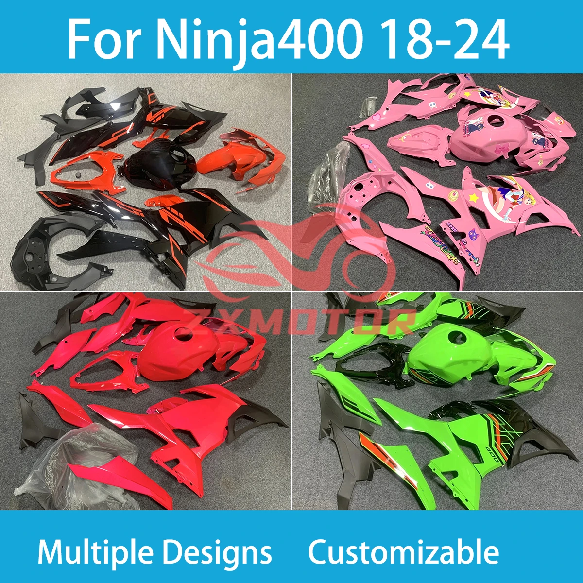 Full Fairings for KAWASAKI Ninja 400 18 19 20 21 22 23 24 Free Custom Motorcycle Fairing Kit EX400 2018 2019 2020-2024