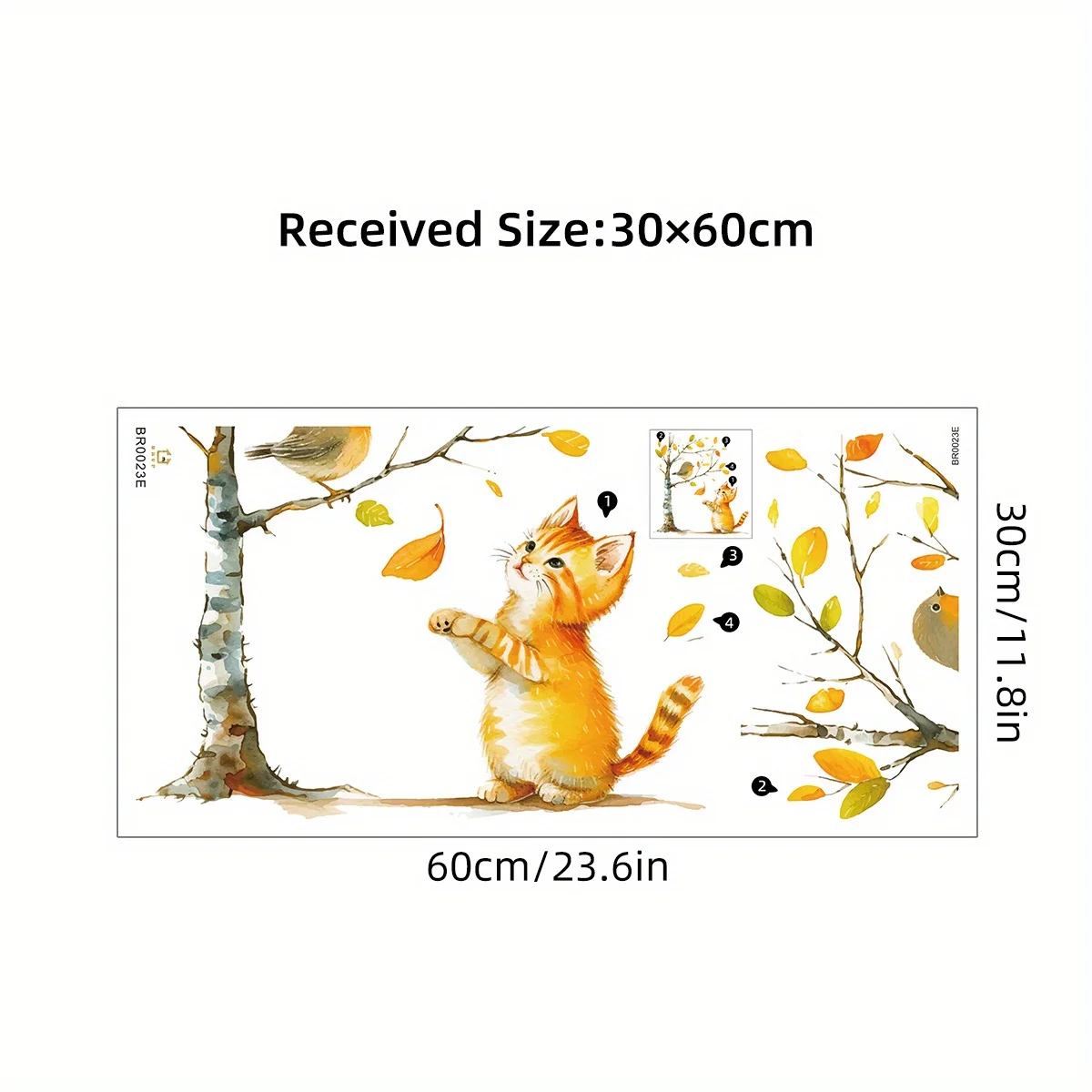 1Pc Watercolor Cute Cat Tree Furniture Wall Stickers Removable for Bedroom Decoration Living Room Kids Room Decor Wall Decals