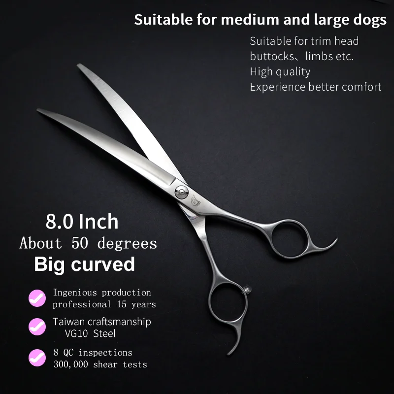 Crane Big Curved Scissors 50° 7.5/8inch Pet Dog Grooming Scissors Big Size Pets Hair Super Curved Shears ножницы tijeras tesoura