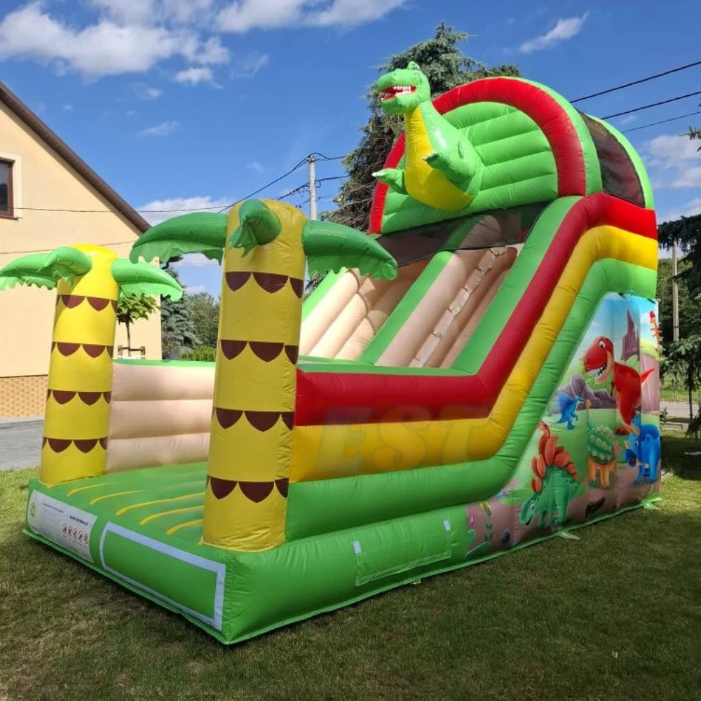 Outdoor Amusement Park Inflatable Dino Dry Slide Kids Jungle Theme Inflatable Slide Pool Slide Castle For Sale