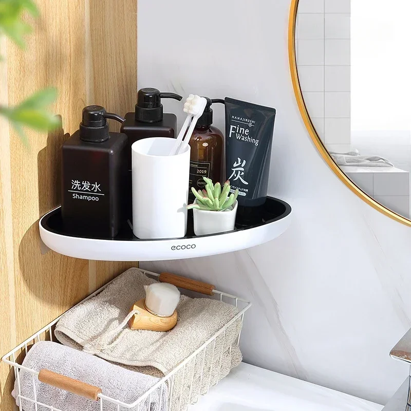 Corner Bathroom Organizer Shelf Shampoo Cosmetic Storage Rack Wall Mounted Kitchen Household Items Bathroom Accessories