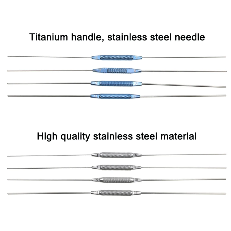 

GREATLH Ophthalmic Flushing Tool Flushing Probe Double Hended Lacrimal Passage Probe Ophthalmic Surgical Instrument 4pcs
