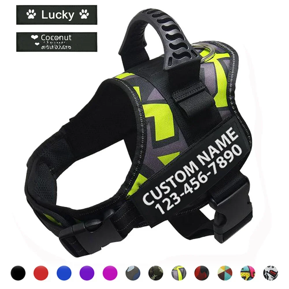 Dog harness Hight quality Nylon Adjustable customize ID dog name For small big dogs vest harness dog accessories Dropshipping