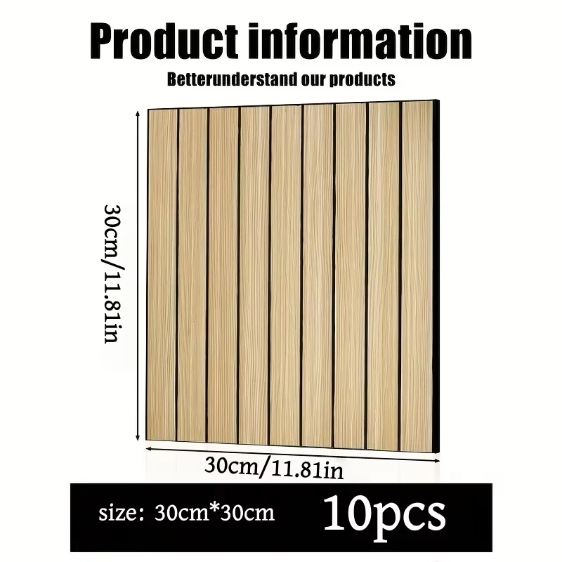 10pcs 3D Retro Grille Board Self-Adhesive Wallpaper Thick Realistic Wood Grain Texture Wall Stickers Refurbishment Indoor
