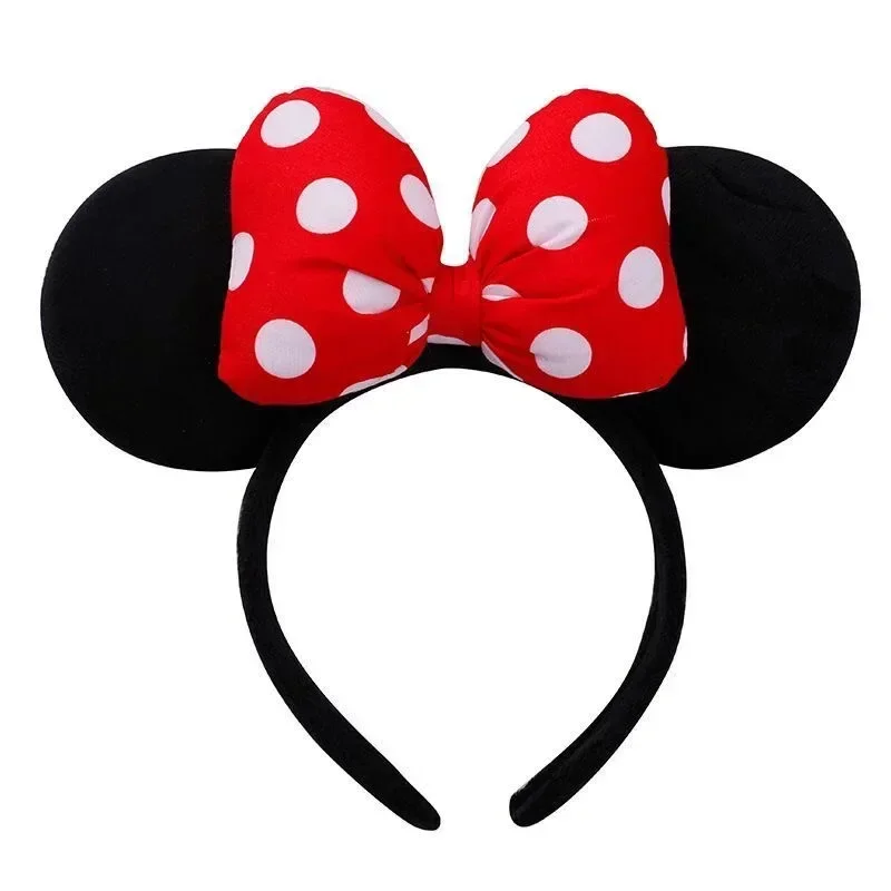Disney Minnie、Mickey Headband, Red Polka Dot Bow Headband, Amusement Park ,Photography Decoration Hair Accessories，stage