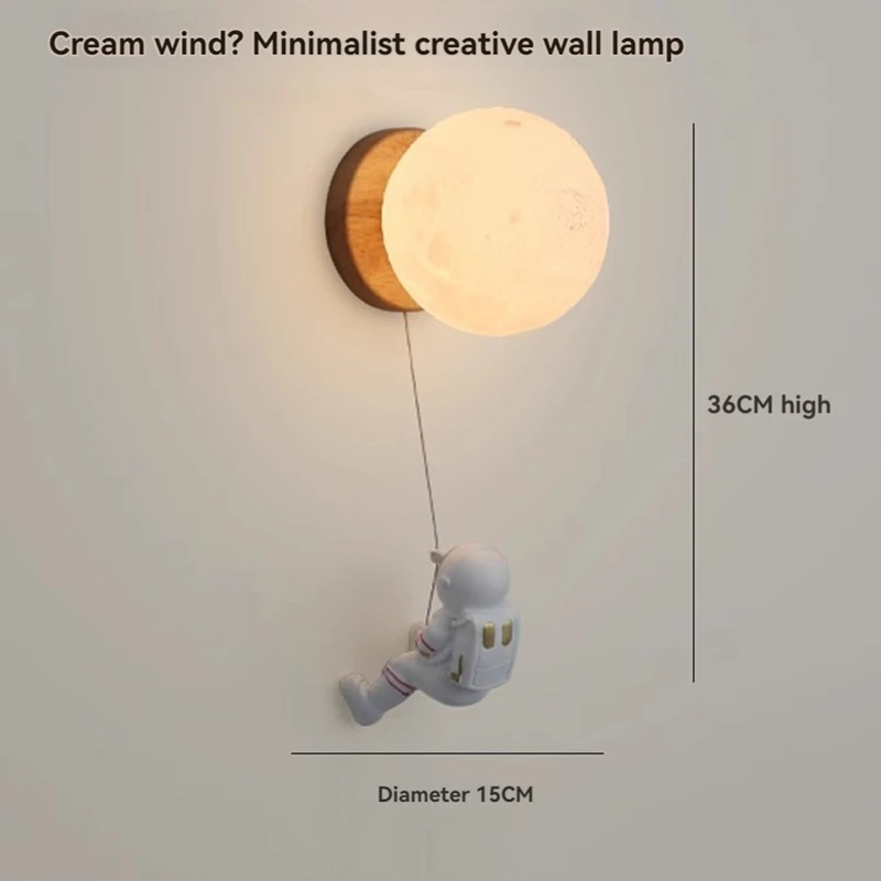 الإبداعية رائد الفضاء الجدار مصباح 3D طباعة عاكس الضوء وحدة إضاءة LED جداريّة ضوء غرفة نوم السرير غرفة الأطفال الجدار الشمعدان رائد الفضاء