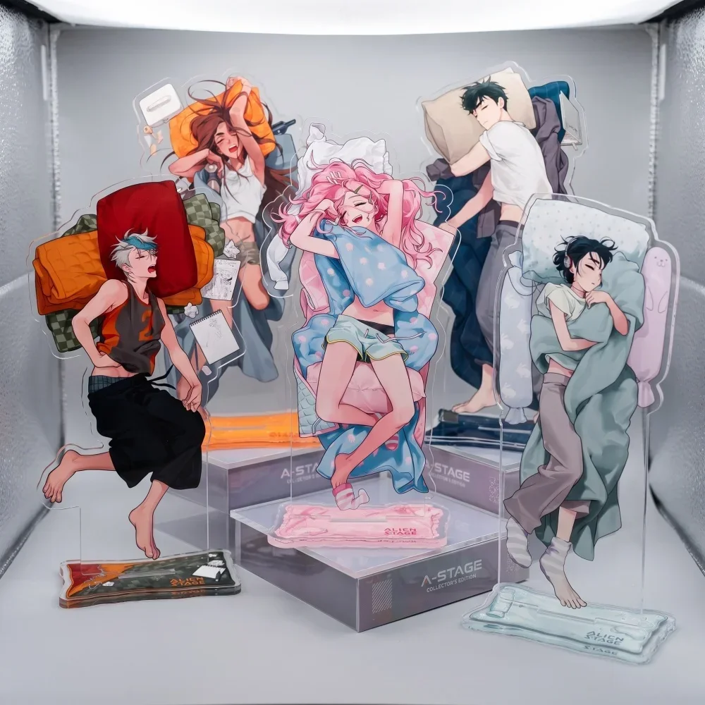 Llavero con soporte acrílico de 15 cm de Game Alien Stage, Mizi Sua Ivan Sleep, estilo diario relajado, personaje de anime, coleccionable, decoración de escritorio.
