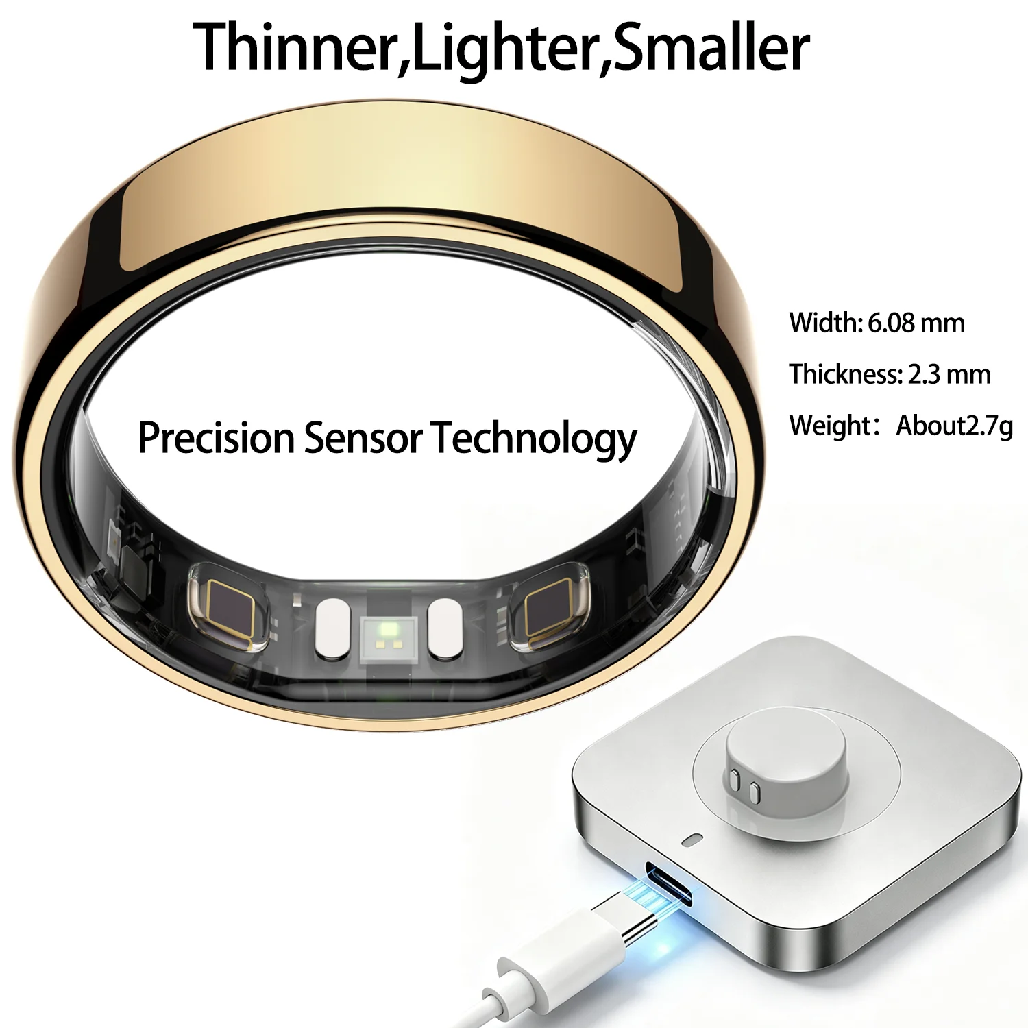 Ultra-thin Light Small Smart Ring For Men Women Sport Fitness FingerRing Al Health Analysis 5ATM Waterproof Smart Ring Size 6-13
