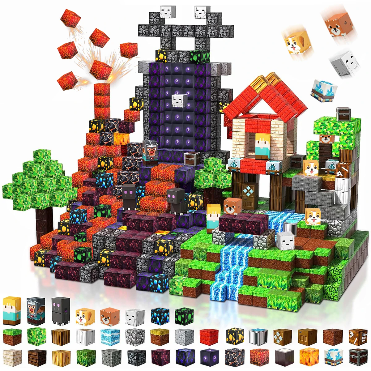 Blocchi magnetici Lava Adventure per bambini Ragazzi Ragazze di età 3+ Set di cubi magnetici STEM Montessori Giocattolo sensoriale 50/100/200/300PCS