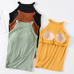 Sexy Chest Pad bretella camicia da donna Sleep Top intimo pigiama Top One Piece Sleepwear t-Shirt Modal Bottoming Vest