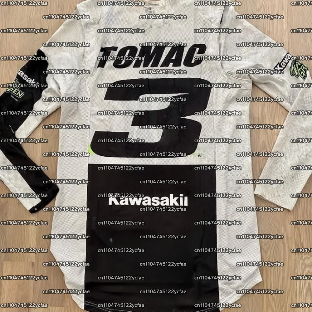 

2025л Кавасаки # Мужская футболка TOMAC Motorcycle Racing Team с длинным рукавом, весенне-осенняя мужская футболка, спортивный дышащий топ
