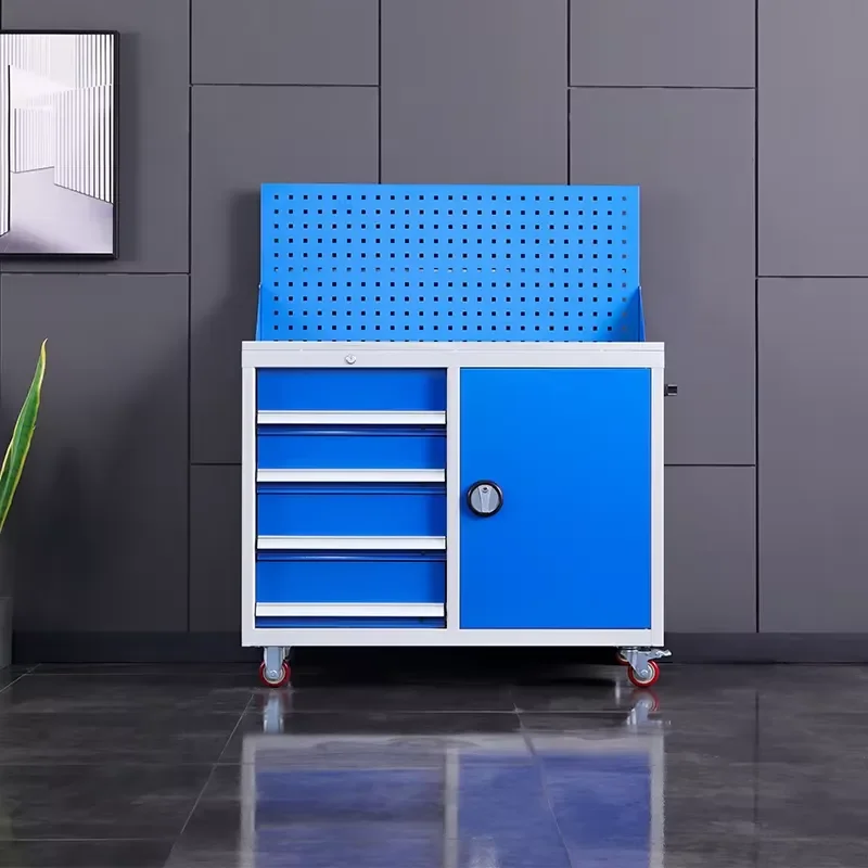 Professional Customized Modern Garage 1 Door Rolling 4 Drawers Metal Tool Storage Cabinet with Wheels for Workshop and