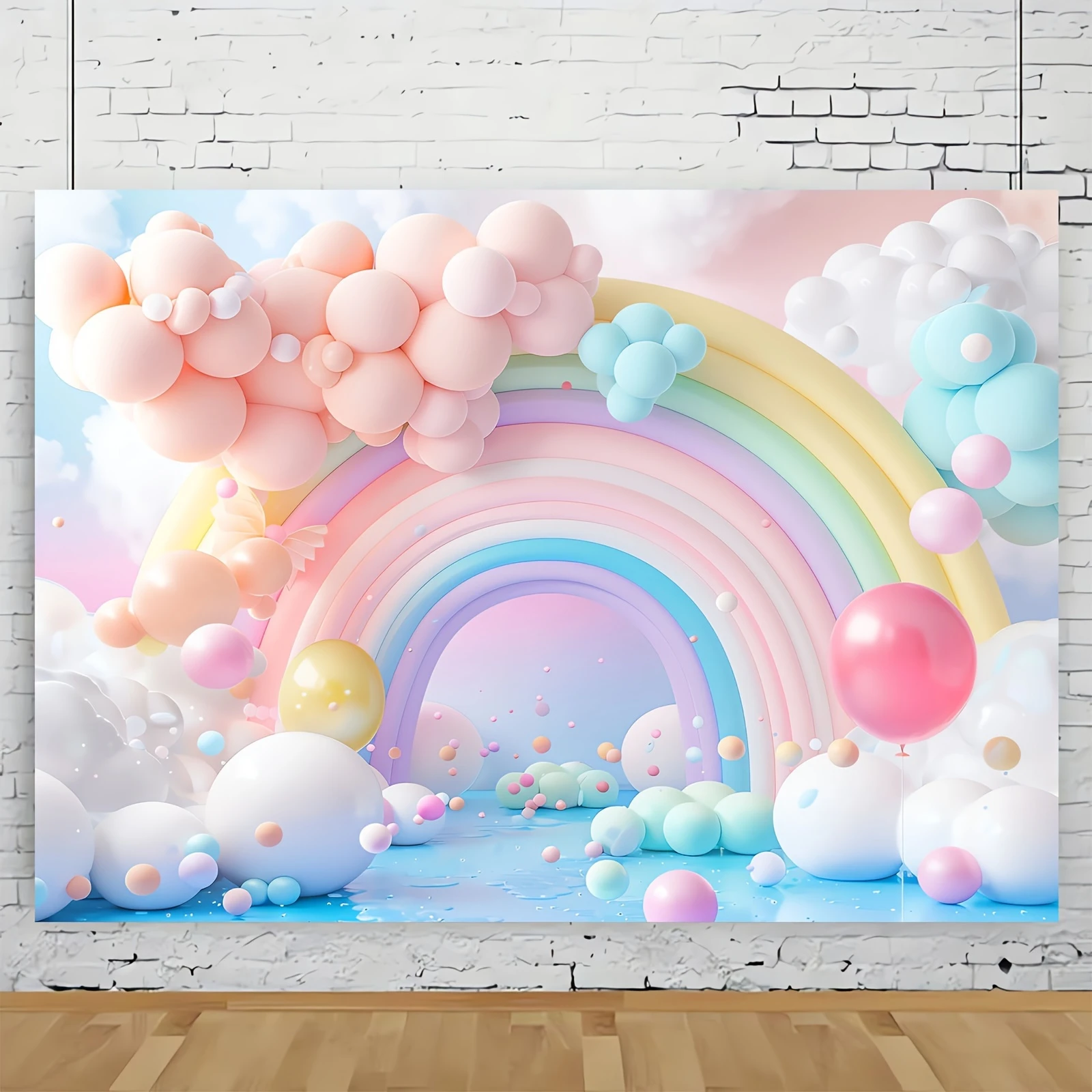 Colorful balloon decoration background cloth, birthday party decoration background decoration hanging cloth photography props