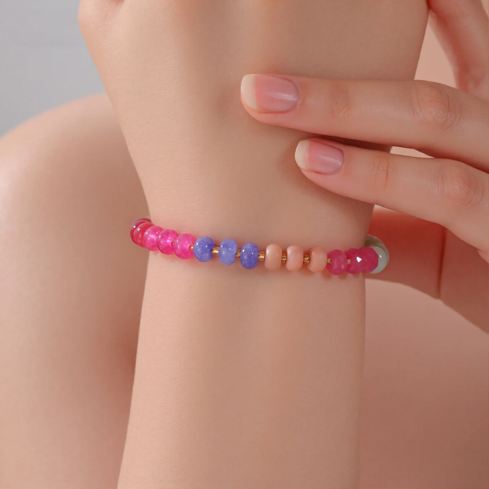 Delicate Colorful Natural Stone Bracelets For Women  Boho Beaded Bracelets Adjustable Chain Trendy Jewelry Gift Waterproof