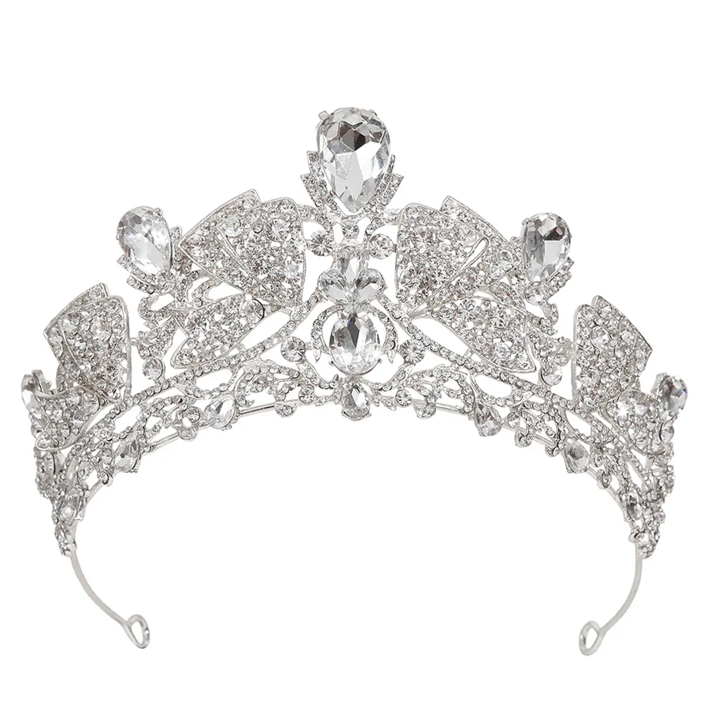 Women Rhinestone Butterfly Crown Baroque Tiara Hair Accessory for Wedding Party Bride