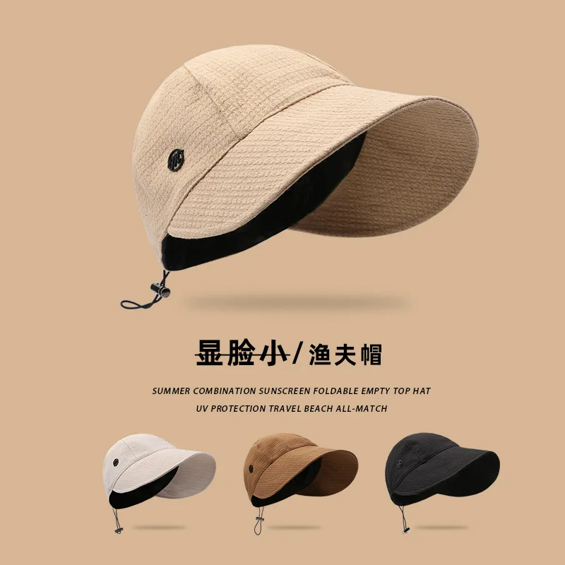 Fall Winter Fashion Bucket Female Travel All-Matching Big Head Purse Net Red Sun Protection Hat Simple Metal Label Face-Show