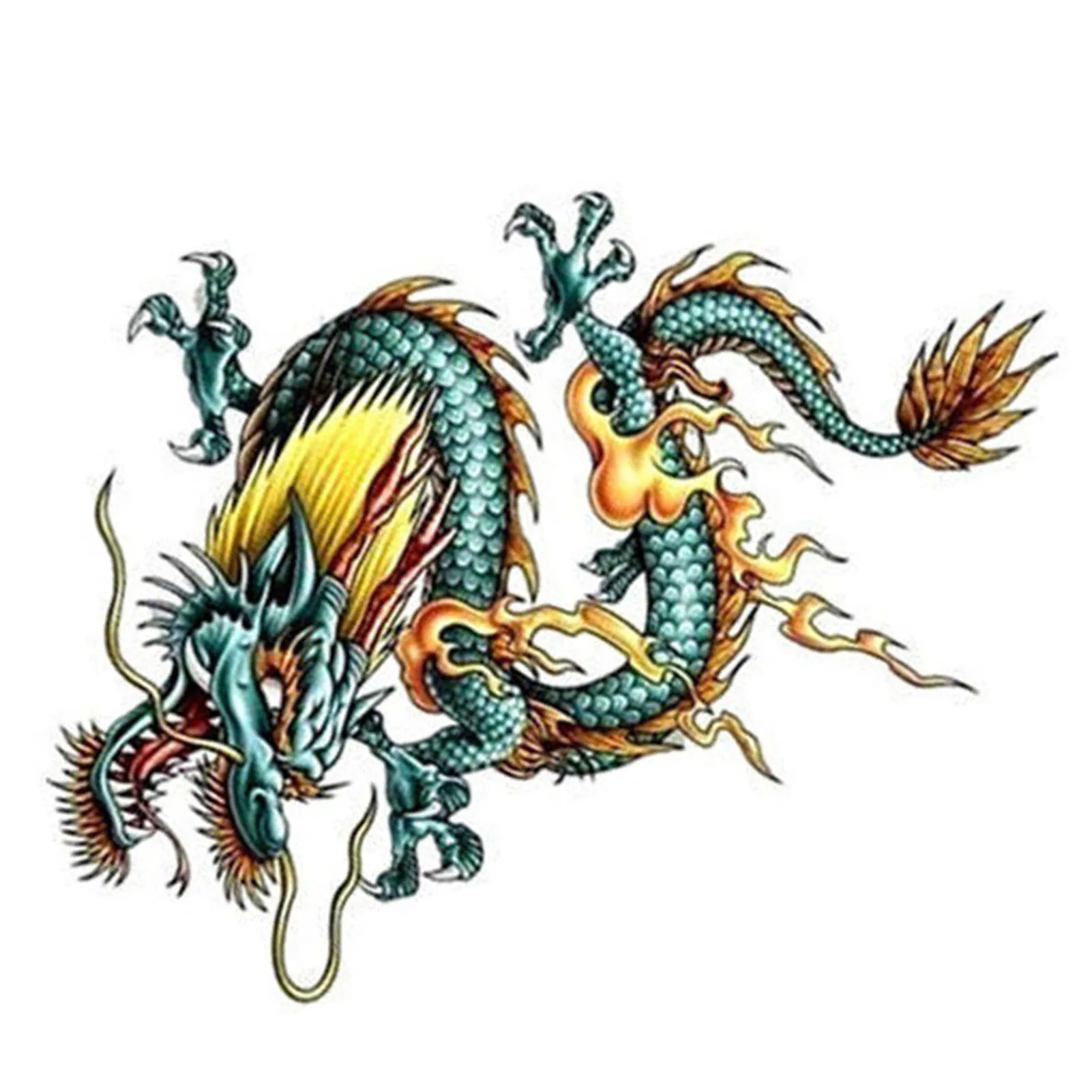 Kleurrijke Groene Dragon Tattoo Stickers Zweetbestendig Half Arm Kalf Tattoo Stickers Geschikt Voor Mannen En Vrouwen