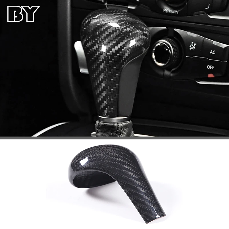 

Real Carbon Fiber Car Gear Shift Knob Trim For Audi A6L Q5 A5 A4L Q7 Gear Shift Head Cover Accessories