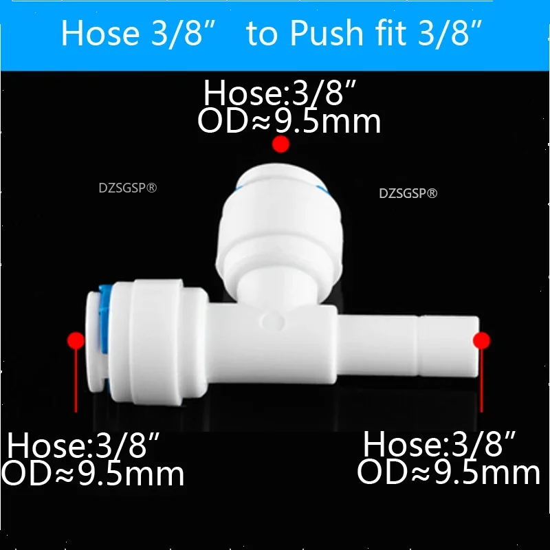 Reverse Osmosis 1/4 3/8 Hose Connection Quick Coupling 1/4 3/8 Stem L Straight Tee RO Water Aquarium Plastic Joint Pipe Fitting