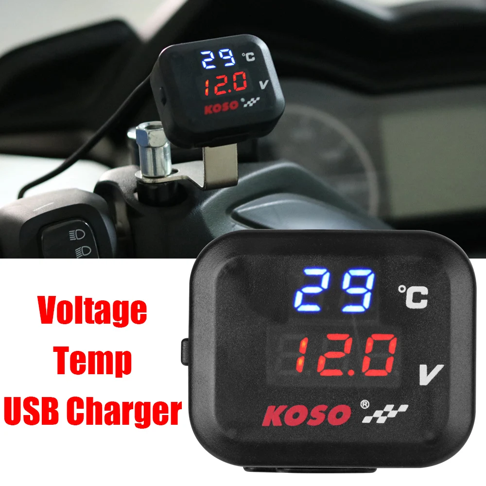 USB Phone Charger Indicator Temperature Marker for HONDA SUZUKI Accessorie Motorcycle  Water Temp Meter Universal