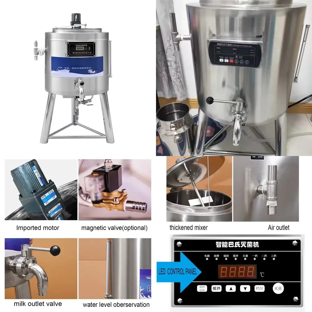 50L Electric Water Bath Pasteurizer for Milk Fresh Dairy Processing Machine Mini Smart Household