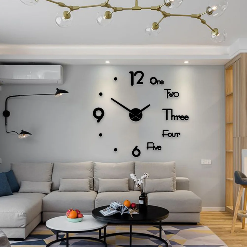 

1Pcs Minimalist Wall Clock Nordic Style DIY Acrylic Silent Hanging Clock Sticker Home Decoration Fashion 47 Inch Black