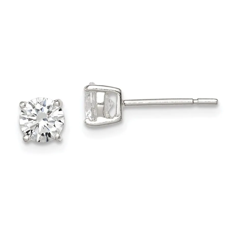 

Sterling Silver 5mm Round Basket Set CZ Stud Earrings