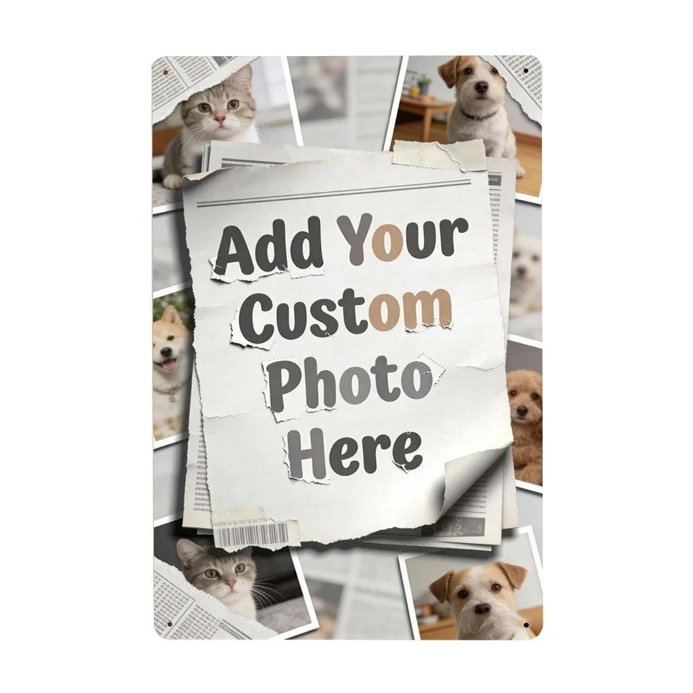 DIY Customizable Metal Wall Plaque 20x30cm Upload Personal Photo Name Text Multi Pattern Iron Decor For Home Office Bar Cafe Gif