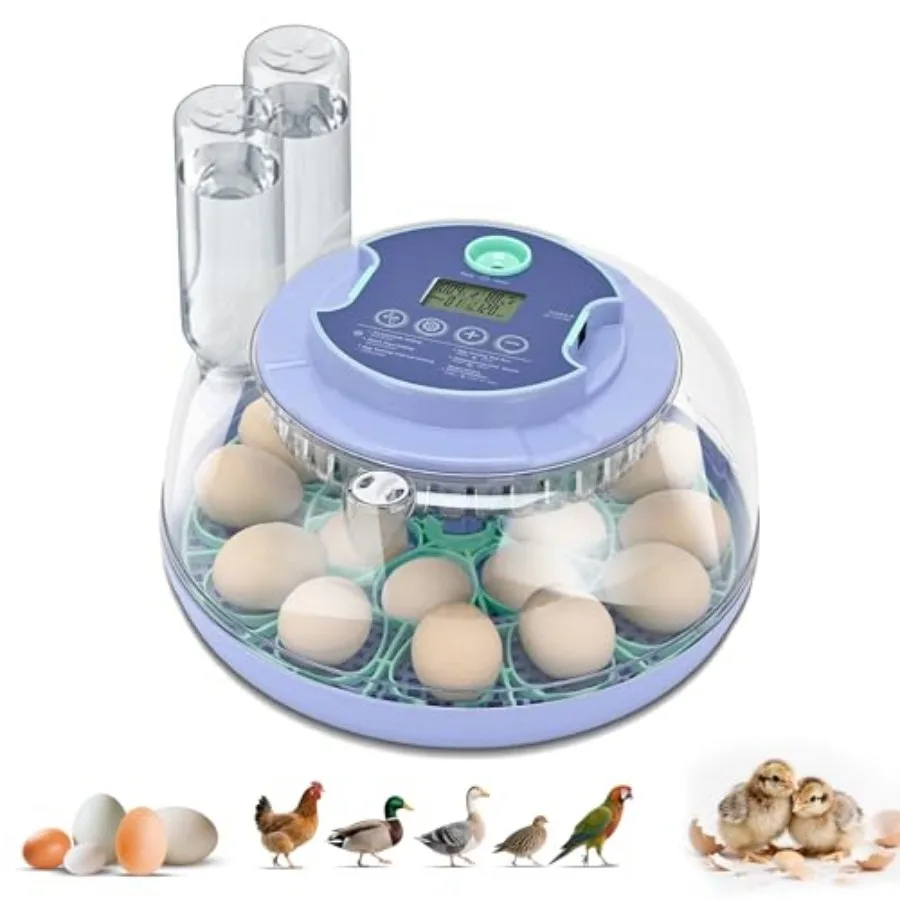

18 Egg Incubator for Hatching Chicks Automatic Egg Turner Holds 18 Eggs Smart Incubator 360° Clear Window with Temperature and