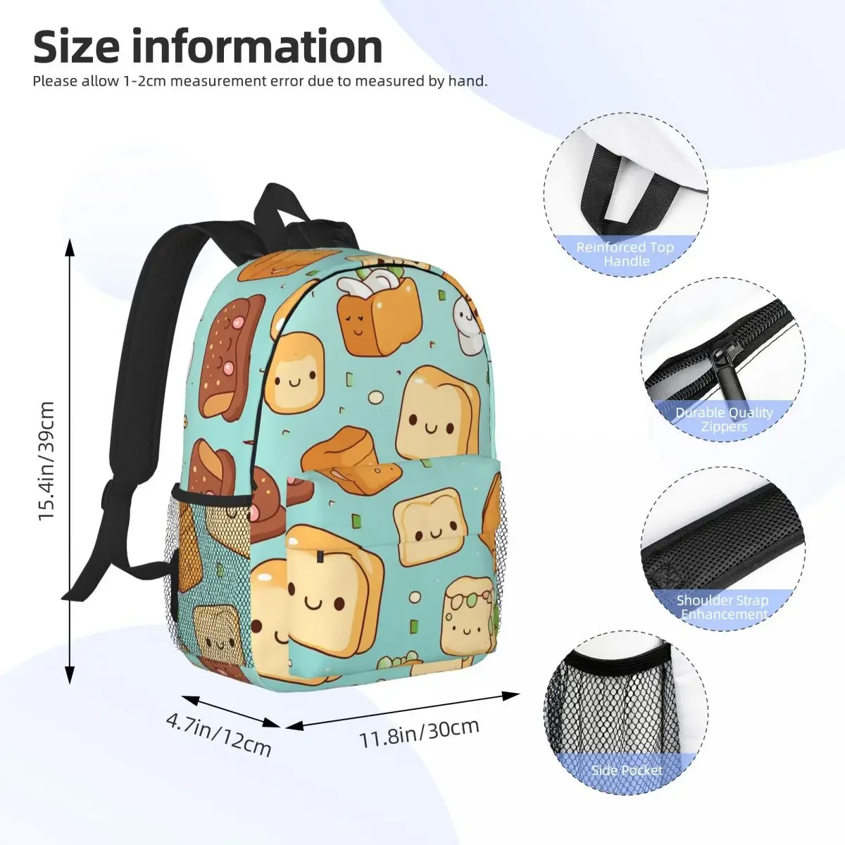 Mochilas de pan Kawaii para adolescentes, mochilas escolares informales para niños, mochila de viaje, bolso de hombro de gran capacidad