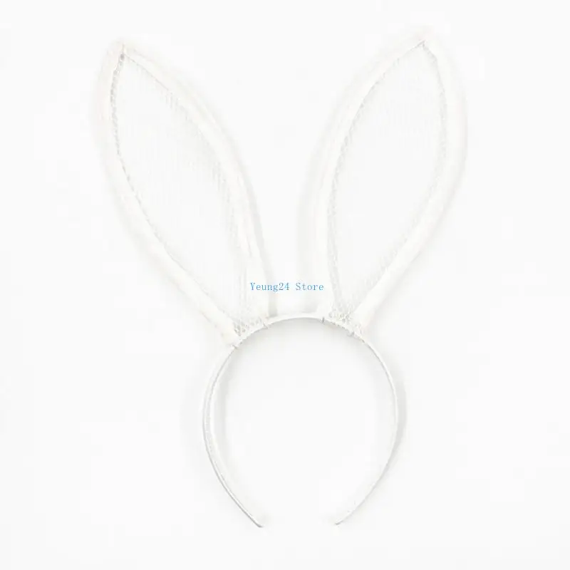

P8DB Bunny Ears Headband for Women Lace Mesh Ear Headpiece Halloween Christmas Party