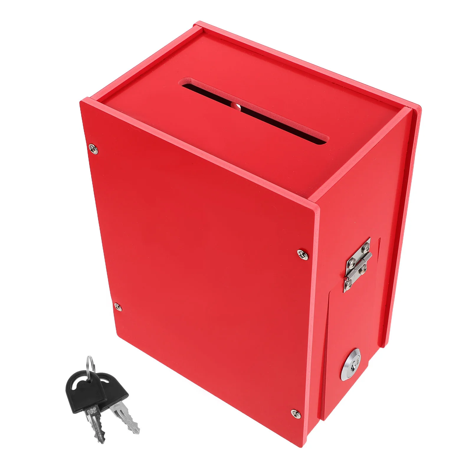 PVC Donation Box with Lock Red Suggestion Box for Fundraising Voting Office Church School Multiple Usage