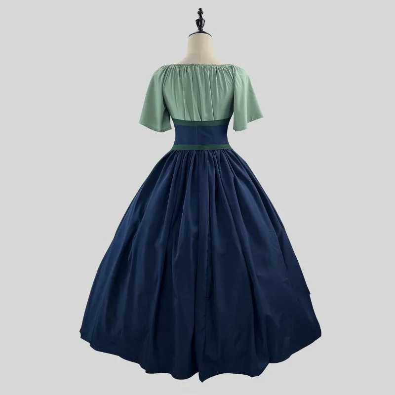 فستان ريترو من العصور الوسطى بأكمام طائرة، تنورة متأرجحة كبيرة، تنورة بكتف واحد، أداء عصري للسيدات