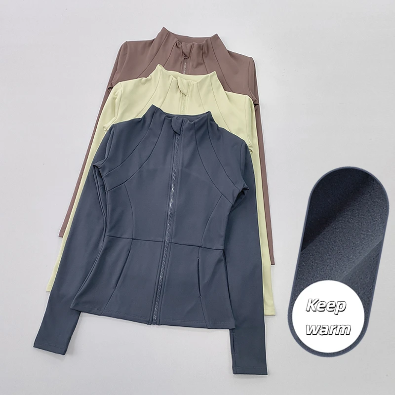 Damska kurtka sportowa Kurtka do jogi Slim Fit Długi rękaw Szybkoschnący Płaszcz sportowy do biegania Wyszczuplający Pilates Fitness Top Kurtka treningowa