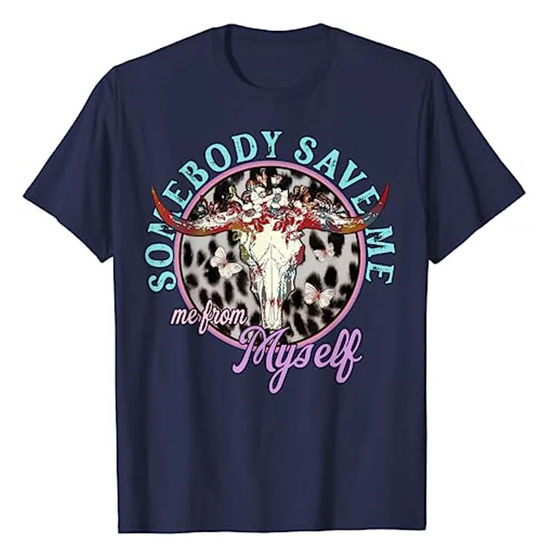 Somebody Save Me, Country Music, Retro Cowgirl Tees T-Shirt Humor Funny Girls Fashion Grahic Tee Top Cotton Short Sleeve Blouses