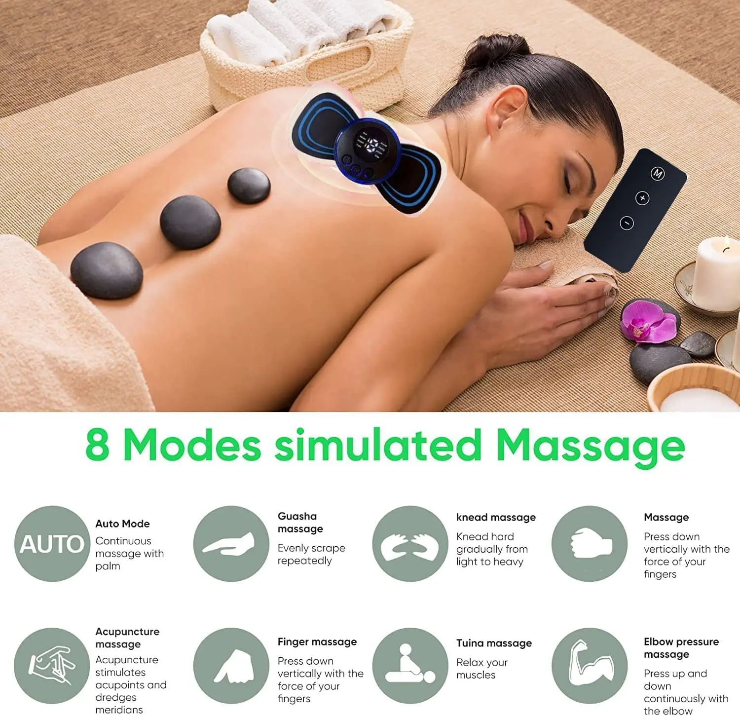 EMS Neck Massage Body Massager Patch Portable Mini Massager for Neck Back Waist Arms Legs Aches 8 Mode Pulse Muscle Stimulator