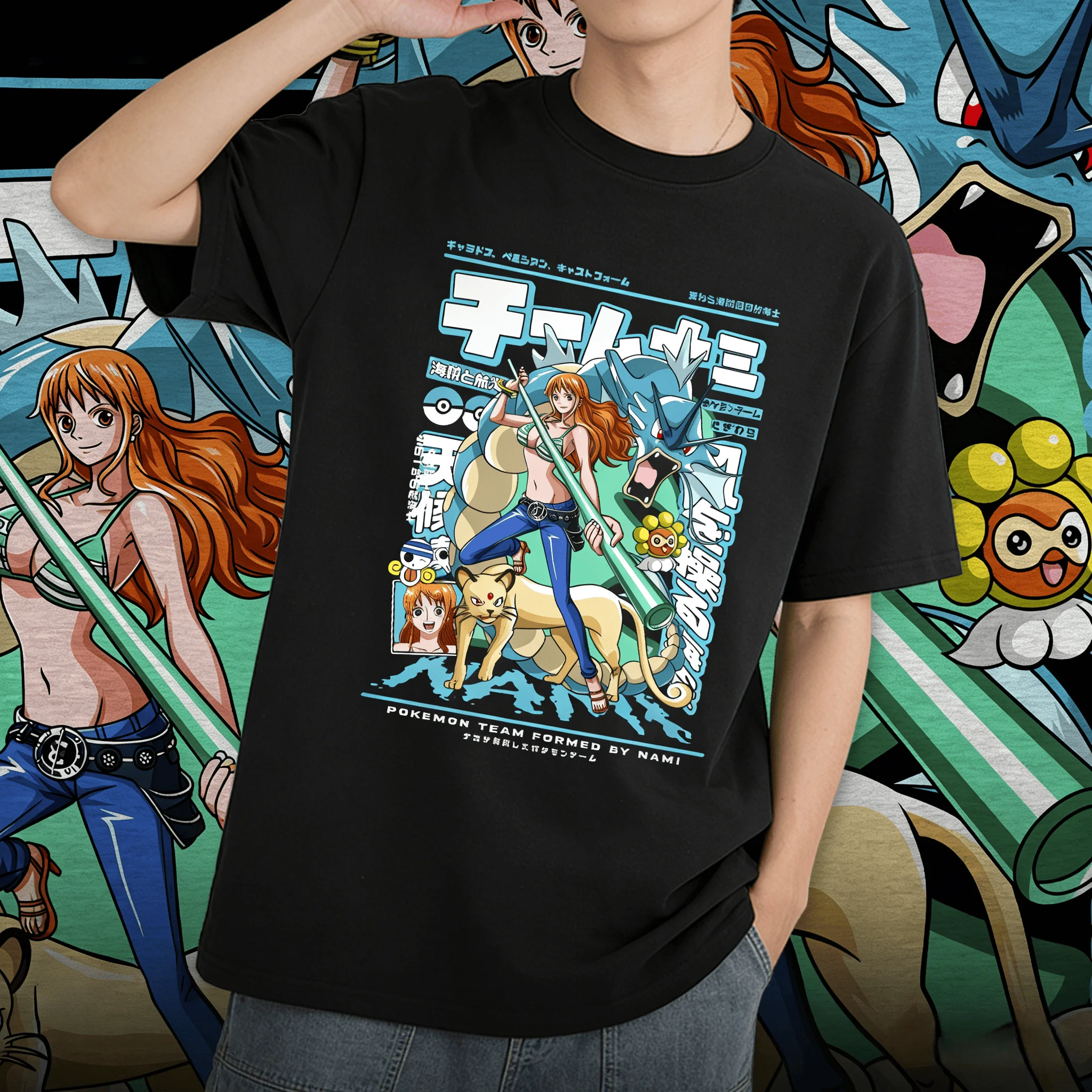 camiseta-grafica-one-piece-x-pokemon-nami-oversized-100-algodao-unissex-gola-redonda-manga-curta-estilo-y2k-streetwear-feminino-camiseta-popular