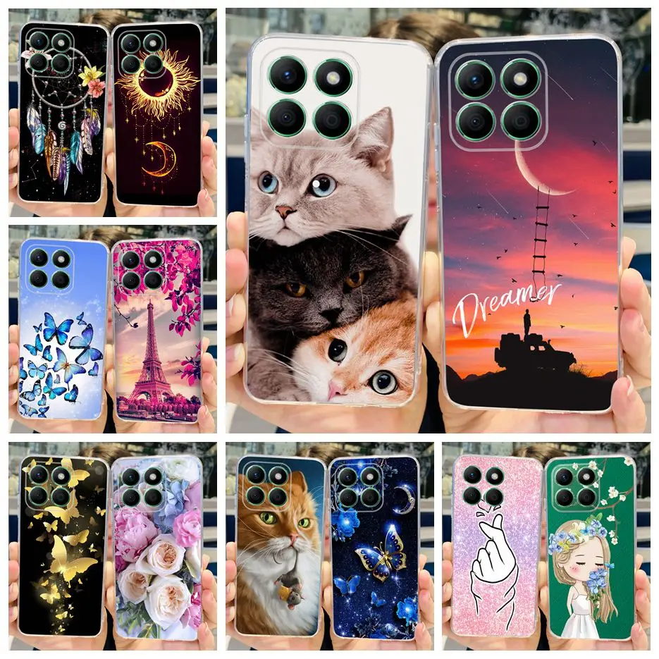 For Honor X8b Case LLY-LX1 Cute Painted Cover 6.7'' Clear Silicone Soft TPU Phone Case For Honor X8b X 8b HonorX8b Fundas Bumper