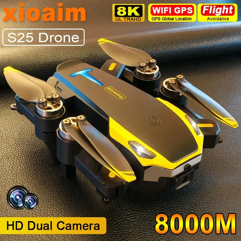 

For Xiaomi S25 Drone GPS Professional 4K 8K 5G HD Dual Camera Wide-Angle Optical Flow Brushless Motor GPS Dron RC Quadcopter